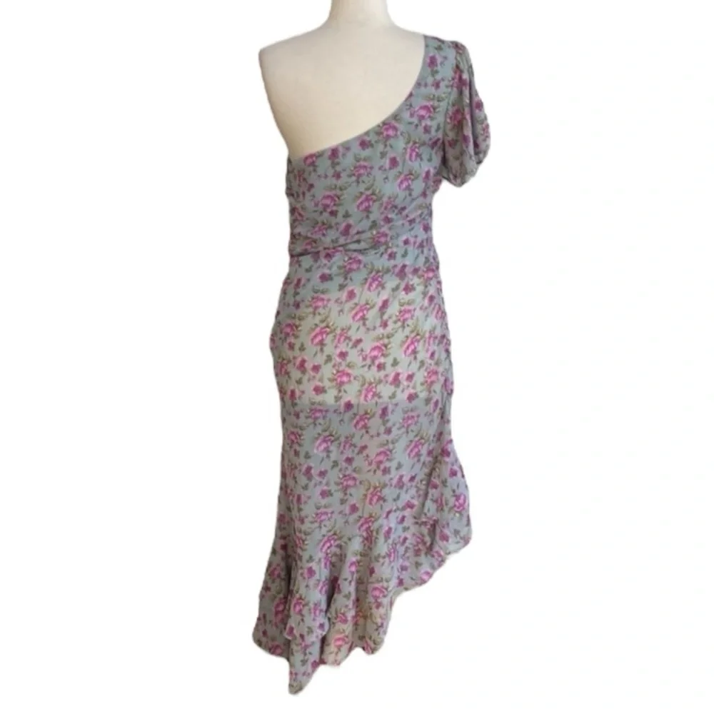 ASTR The Label Lisa Floral One-Shoulder Ruffle Midi Dress Size M NWOT Cottage
